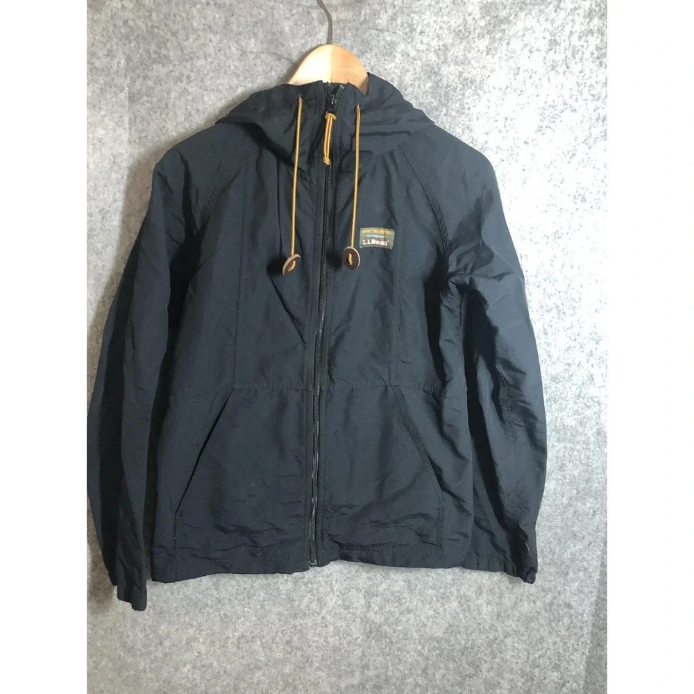 L.L. Bean Jacket Womens XXS Black Nylon Lightweight Mountain Classic Anorak